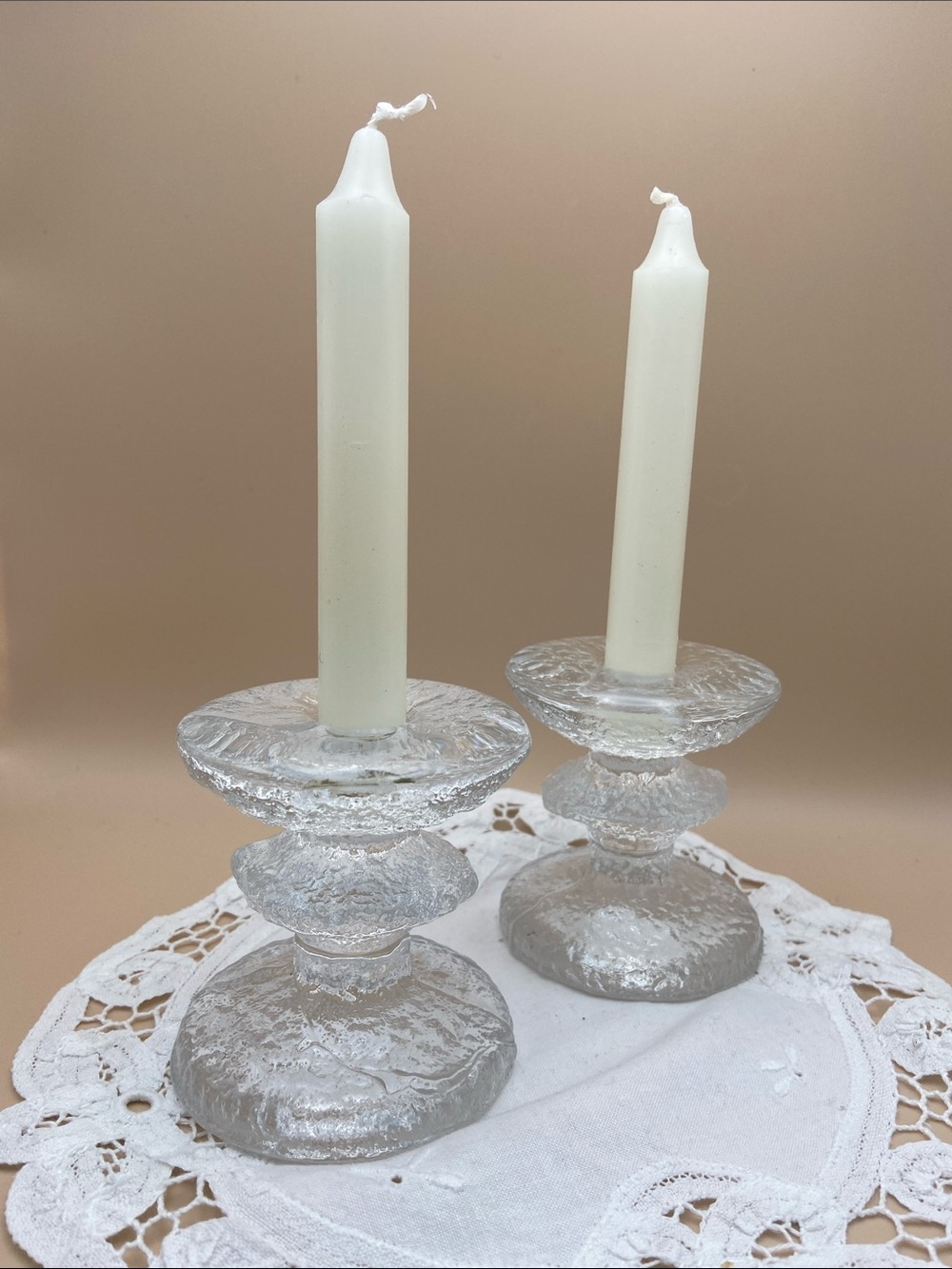 Set of 2 - Iittala Festivo one ring candle holders signed TS by Timo Sarpaneva